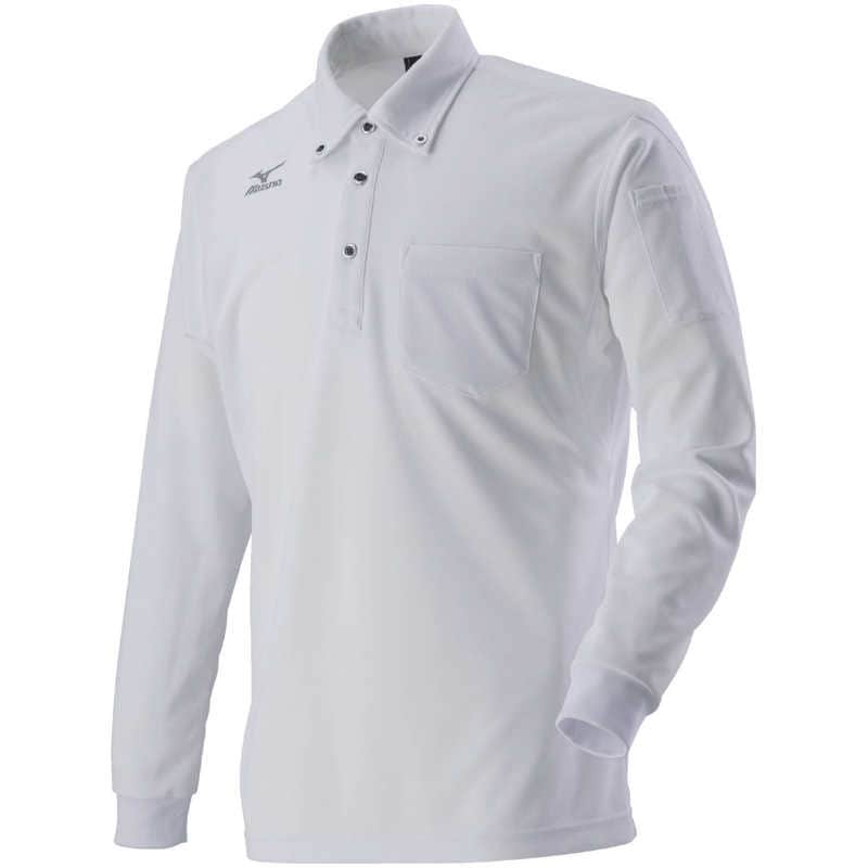 ミズノ　ワークボタンダウンポロシャツ長袖［ユニセックス］ XL 01：ホワイト　C2JA818101