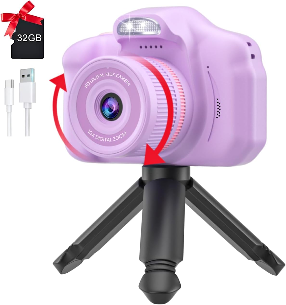 キッズカメラ 子供用カメラ 最新バージョン搭載 子ども向けデジタルカメラ 2.4インチディスプレイ搭載 マイク内蔵・フィルインライト付き AOM-81b