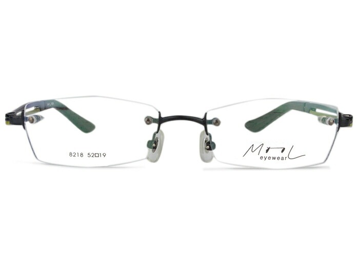 ムル MOOL メガネ 8218(117) c.4 マットブラック/ブラック/カーキ 52ロ19 伊達 度付き 遠近両用 老眼鏡 スクエア ツーポイント オシャレ フチなし