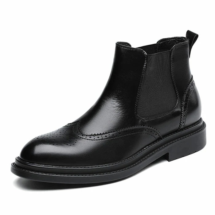 ブーツ メンズ ショート ブー サイドゴア ウィングチップ ハイカット カジュアル スニーカー【身長4.5cmUP】