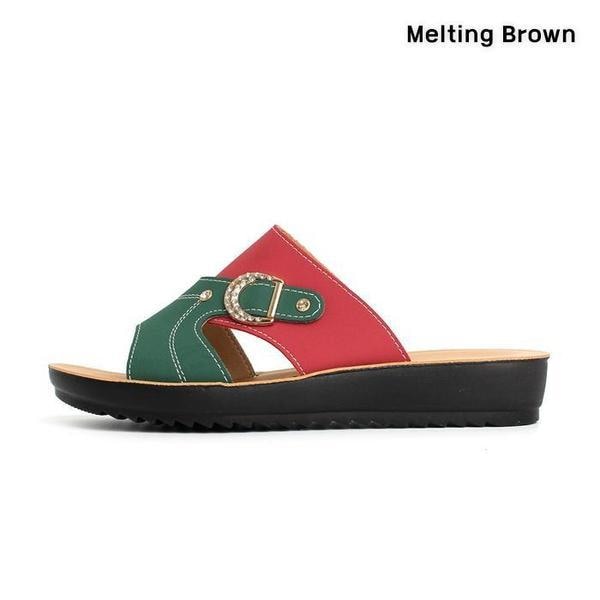 女性夏カジュアルキュービックバックルスリッパ2color