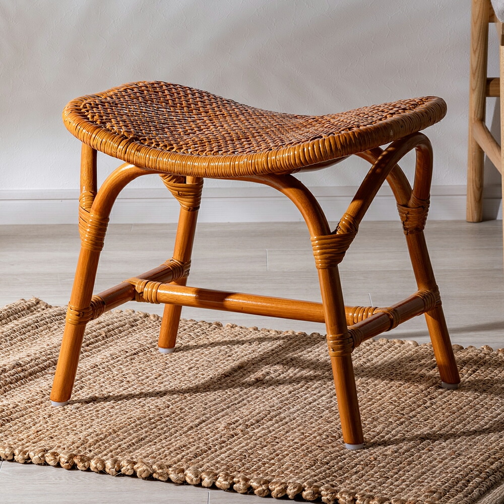 天然籐スクエアスツール ラタン スツール 椅子 チェア イス ラタン 籐 天然籐 天然木 スクエア 長方形 玄関 ベッドサイド 腰掛け 軽い 軽量 おしゃれ ミニ 小さい コンパクト 来客用 カフェ風