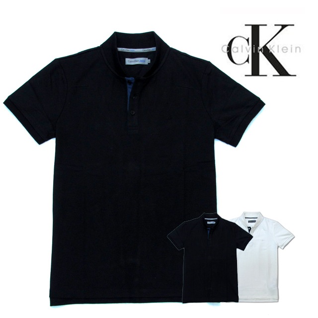 本物保証 CKJ メンズ 半袖 ヘンリーネック ロゴ ししゅう Tシャツ 2カラー展開 7,056円