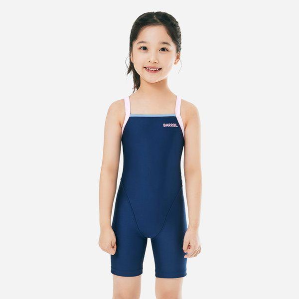 [] 女の子 エッセンシャル Yバック 3部丈 ハーフボディ 水着 ネイビー (B5SKSWH302NAV)
