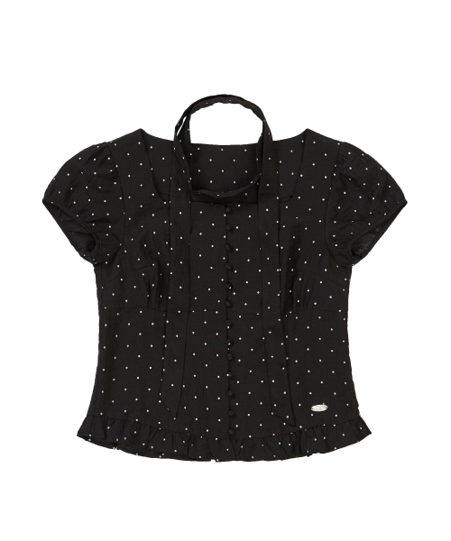【ILLIGO】 Ribbon Tie Square Neck Blouse Black Dot 正規品