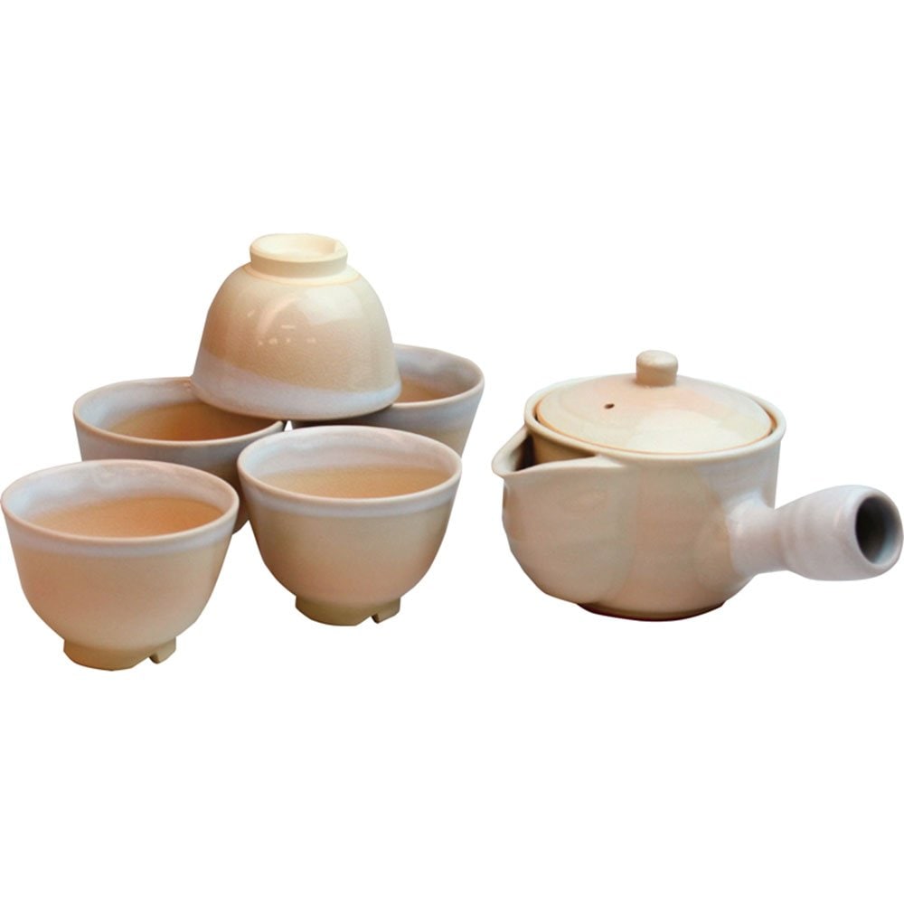 萩焼 萩姫土 茶器揃(茶こし付) 5713