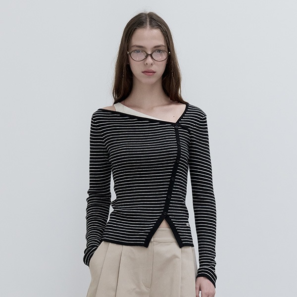 WOOL BLENDED CUT OUT BUTTON KNIT BK IV