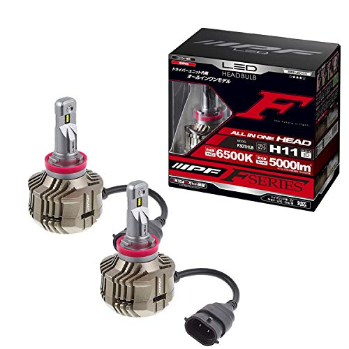 IPF ヘッドライト LED 車用 H11 5000lm 6500K ホワイト 12V 24V兼用 2本入 車検対応 ドライバーユニット一体型