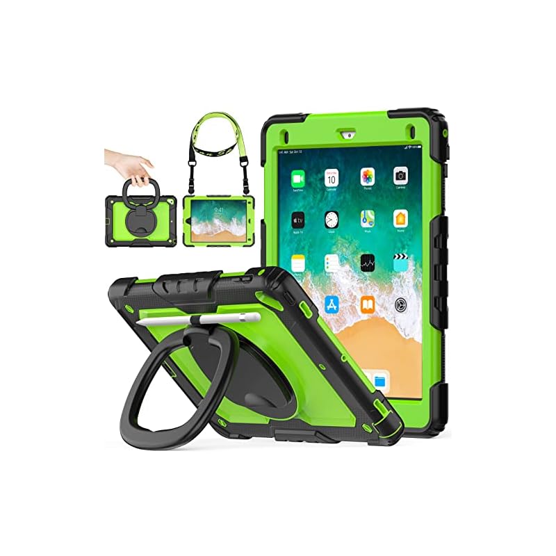 SEYMAC stock iPad 無印 第6世代/第5世代 9.7インチ(2018/2017) / Air2 / Pro 9.7 ケース リングハンドル耐衝撃ケース ペン収納 ショルダーストラップ 5,383円