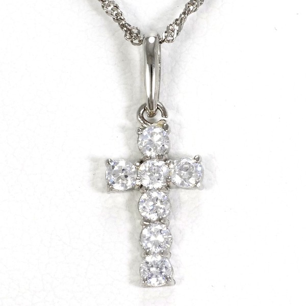 14K WG ネックレス ジルコニア 総重量約1.1g 約41cm ジュエリー 中古