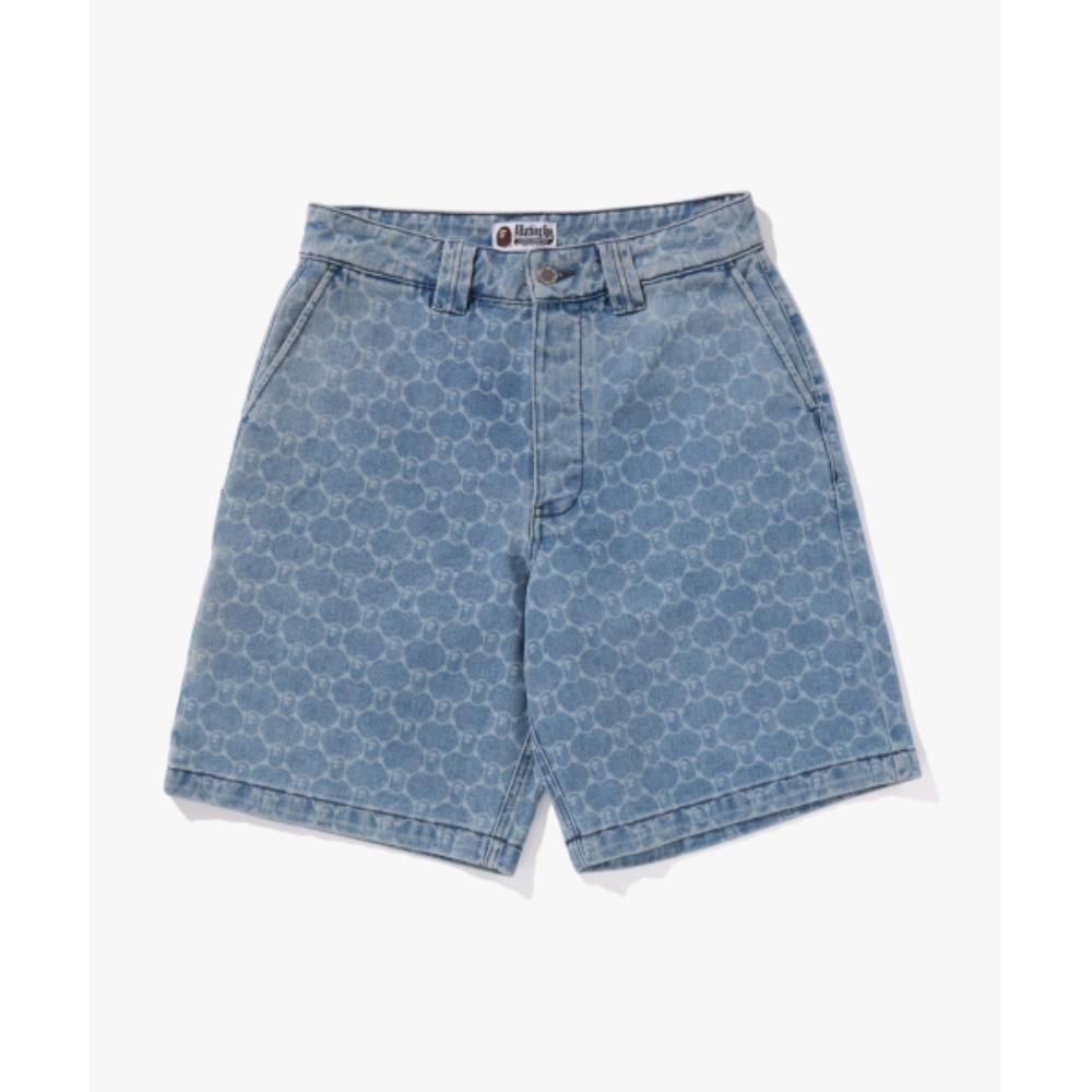 BAPE College Monogram Relaxed Fit 13oz Denim Shorts M LI