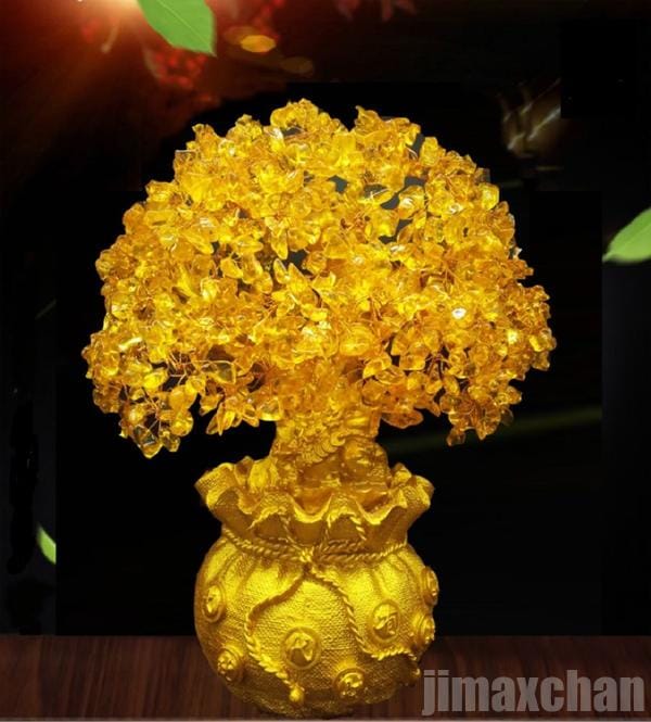 特大黄金木 招財樹 金のなる木 黄水晶 置物 置き物 オブジェ シトリン 財運 金運上昇祈願 置物 健康 仕事 家庭 開運祈願 富 天然石 インテリア おしゃれインテリア モ