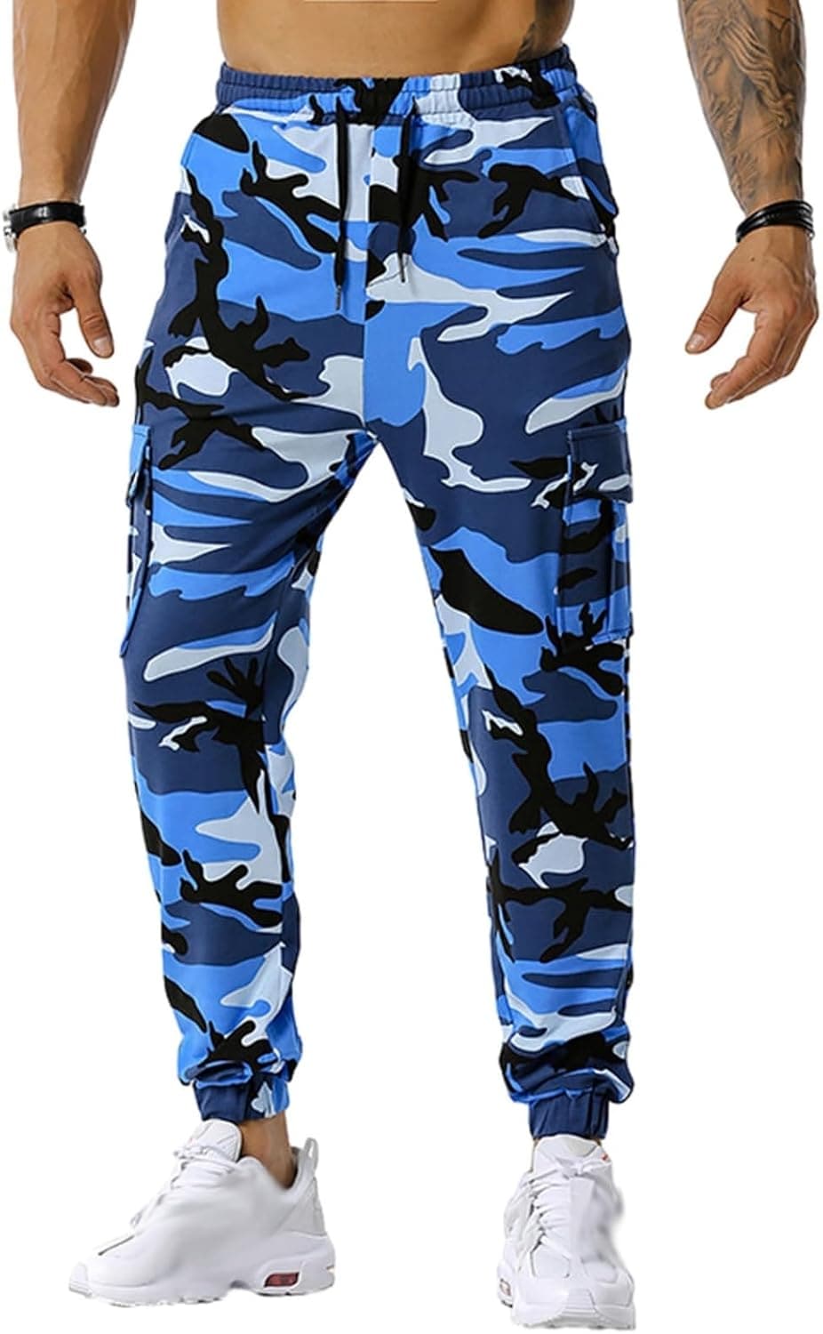 カーゴパンツ メンズ ストレート ロングパンツ 大きい ジョギングパンツ 迷彩柄 ポケット付き 袴パンツ ゴム紐 ボトムス トレンド 美脚 通気性 ポリエステル カジュアル スポーツ 旅行 アウトドア