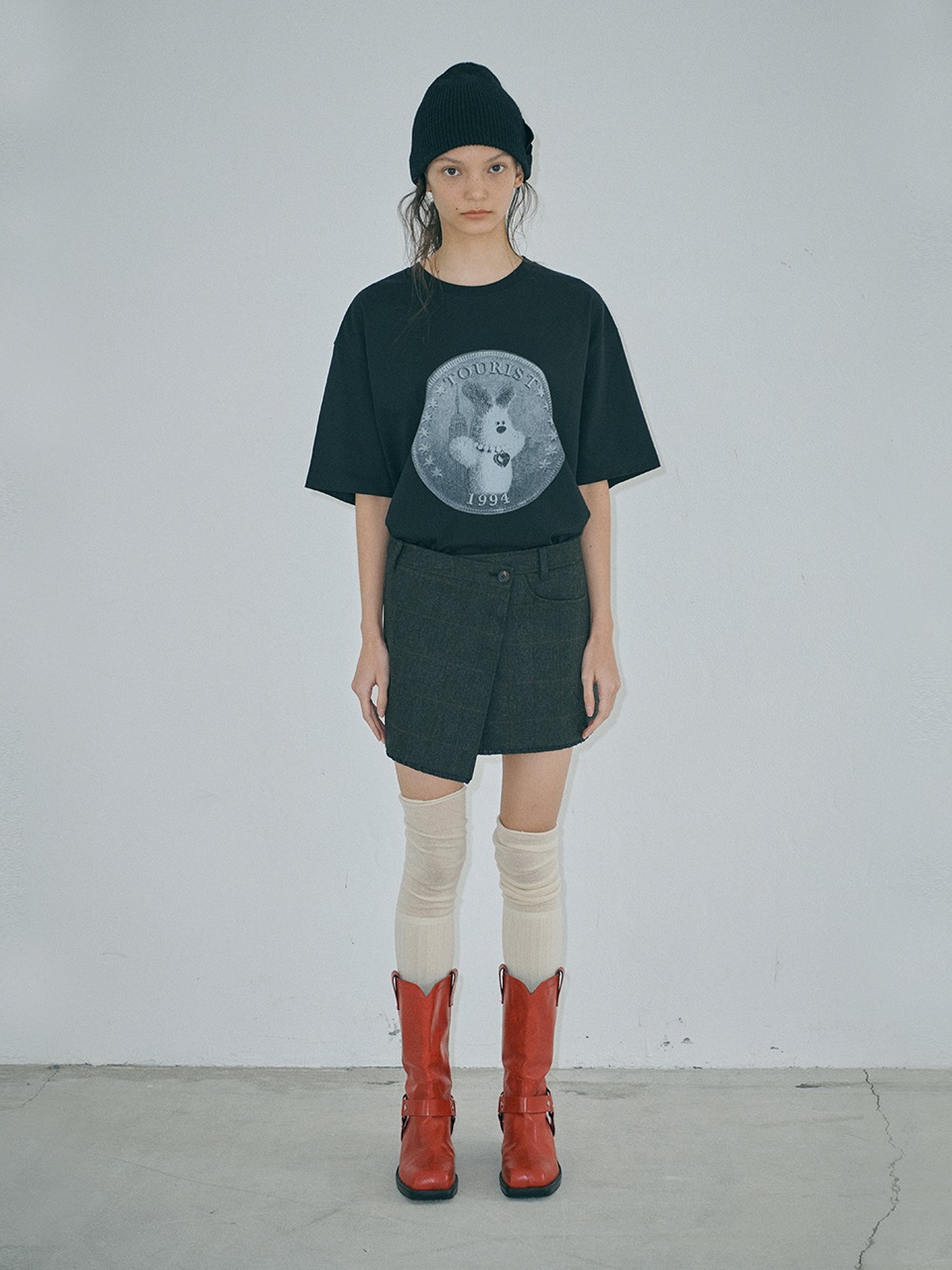 【MARGESHERWOOD】 MINI WRAP SKIRT : BROWN CHECK