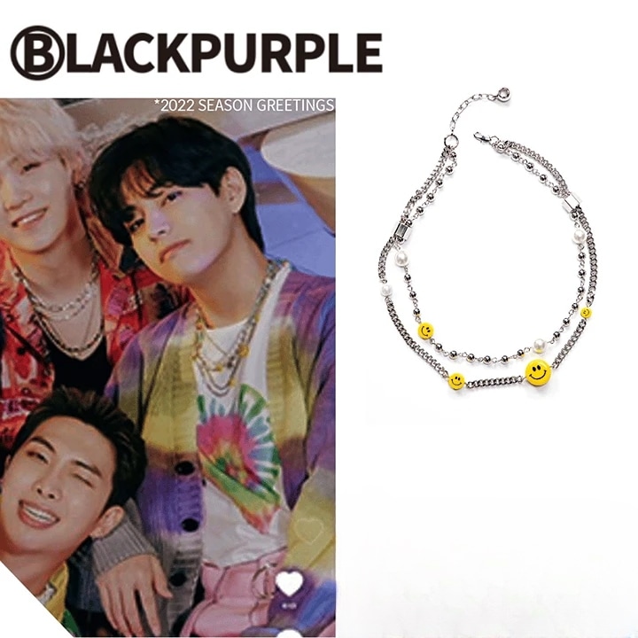 BLACKPURPLE スマイルパールネックレス - BTS V 着用モデル - 全長46cm - シルバー - 正規品 [BLACKPURPLE] - 韓国製
