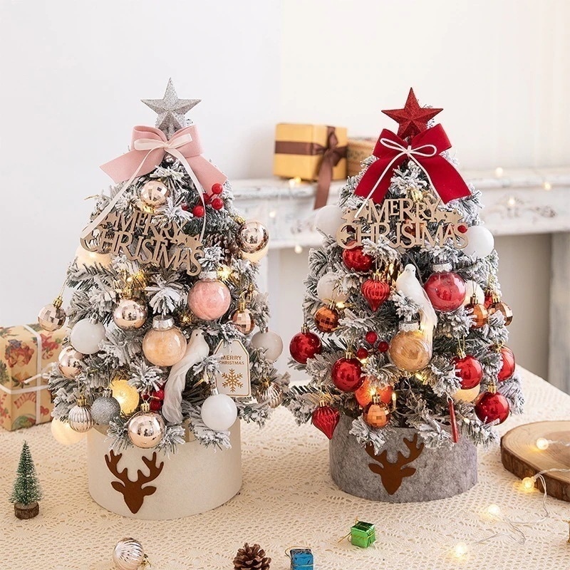 【早得!!特別価格】人气 新作クリスマス デスクトップ ミニ クリスマスツリー セット 60cm ピンク ライト付き