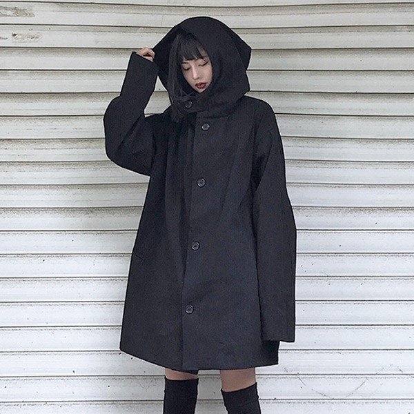 ライトアウター コート フード ビッグシルエット 無地 ダンス 衣装 ヒップホップ レディース