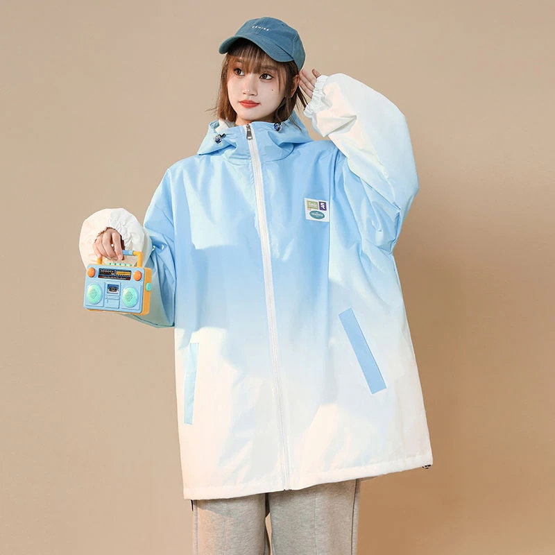 冬アウター 韓国ファッション グラデーション カジュアル 野球服 春秋 ニッチデザイン ジャケット カジュアル レディース トップス