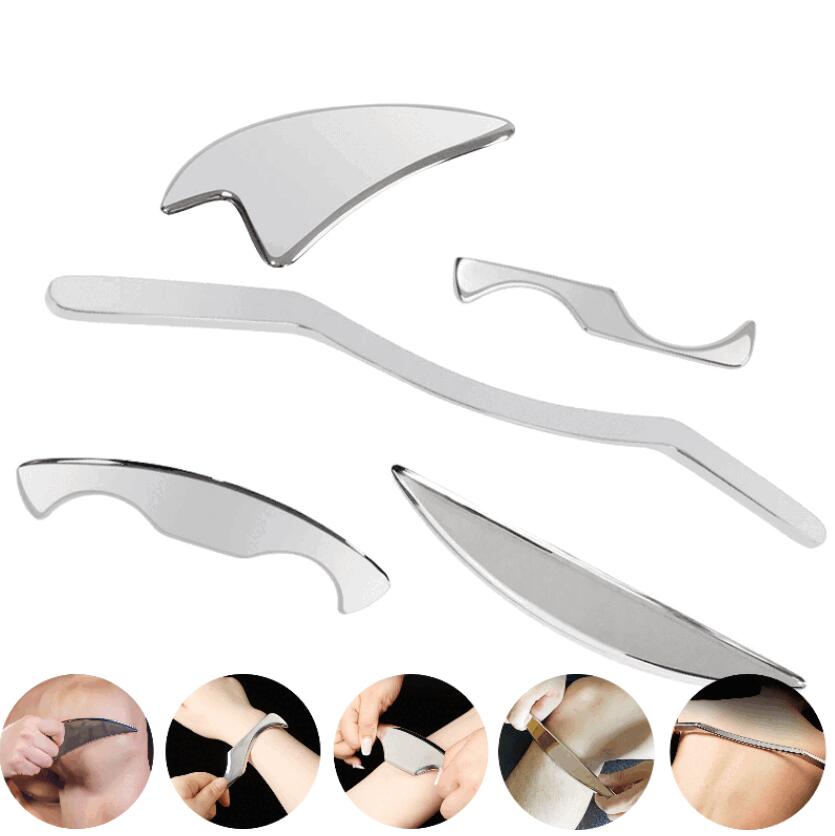 5点セット 304ステンレス鋼 厚さ6mm IASTM ツール 筋膜リリース カイロプラクティックスクレーパー カシャマッサージ器 筋肉リカバリー マッサージ スクラピング ツール