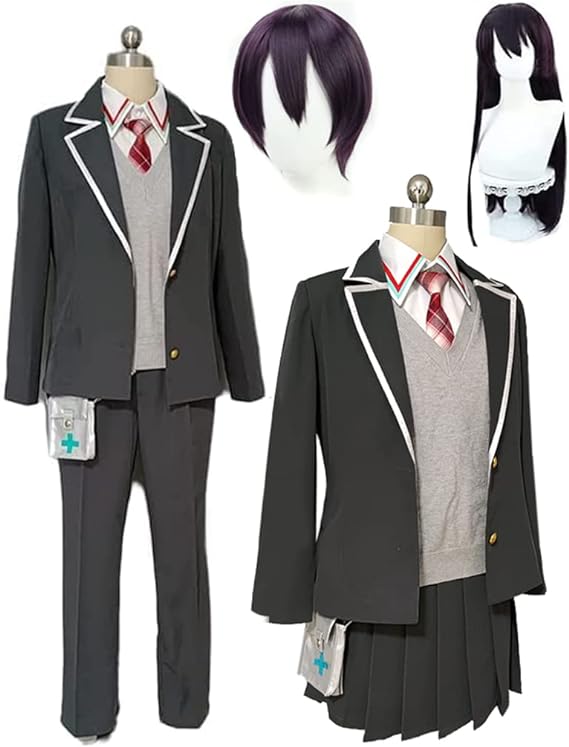 剣持刀也 剣持刀子 コスプレ衣装 バーチャル YouTuber Vtuber 制服 高校生 女子高生 男子校生 セット 変装 ハロウィン 仮装 ウィッグ追加可