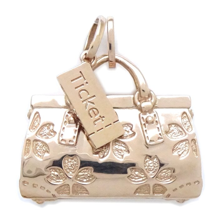 バッグモチーフ ペンダントトップ 2チャーム K18PG ピンクゴールド /79032【中古】