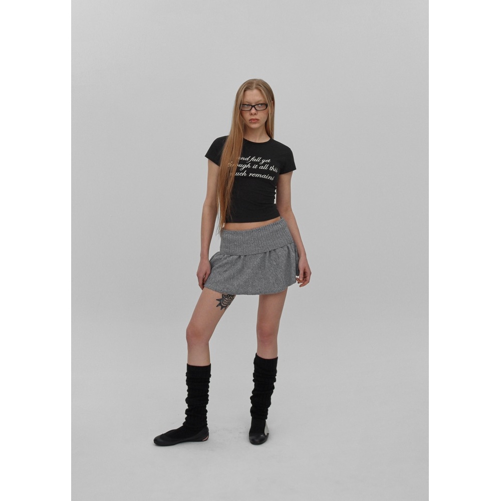 ブラックアップ [ニュースプリング] [製] ELU 折りたたみニットミニスカートパンツ