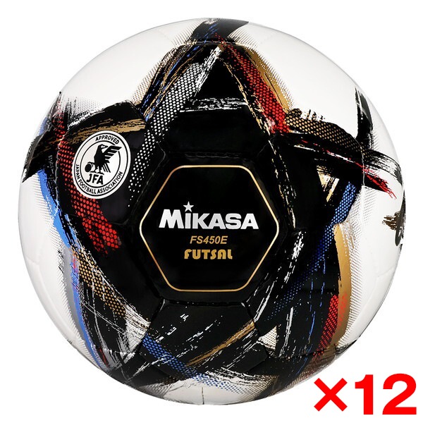 12個セット FS450E-BK OrgestA フットサルボール 検定球 4号球 手縫い ブラック