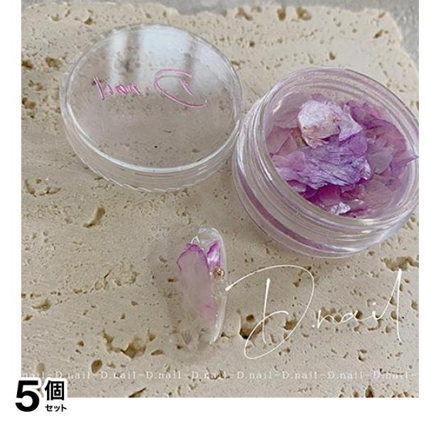D.nail ディーネイル ドライフラワーシェル クリアピンクパープル 4g 5個セット