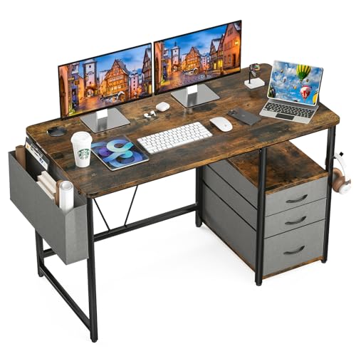 パソコンデスク ラック付き 引き出し ドリンクホルダー 在宅ワーク 作業机 テレワーク 幅120cm