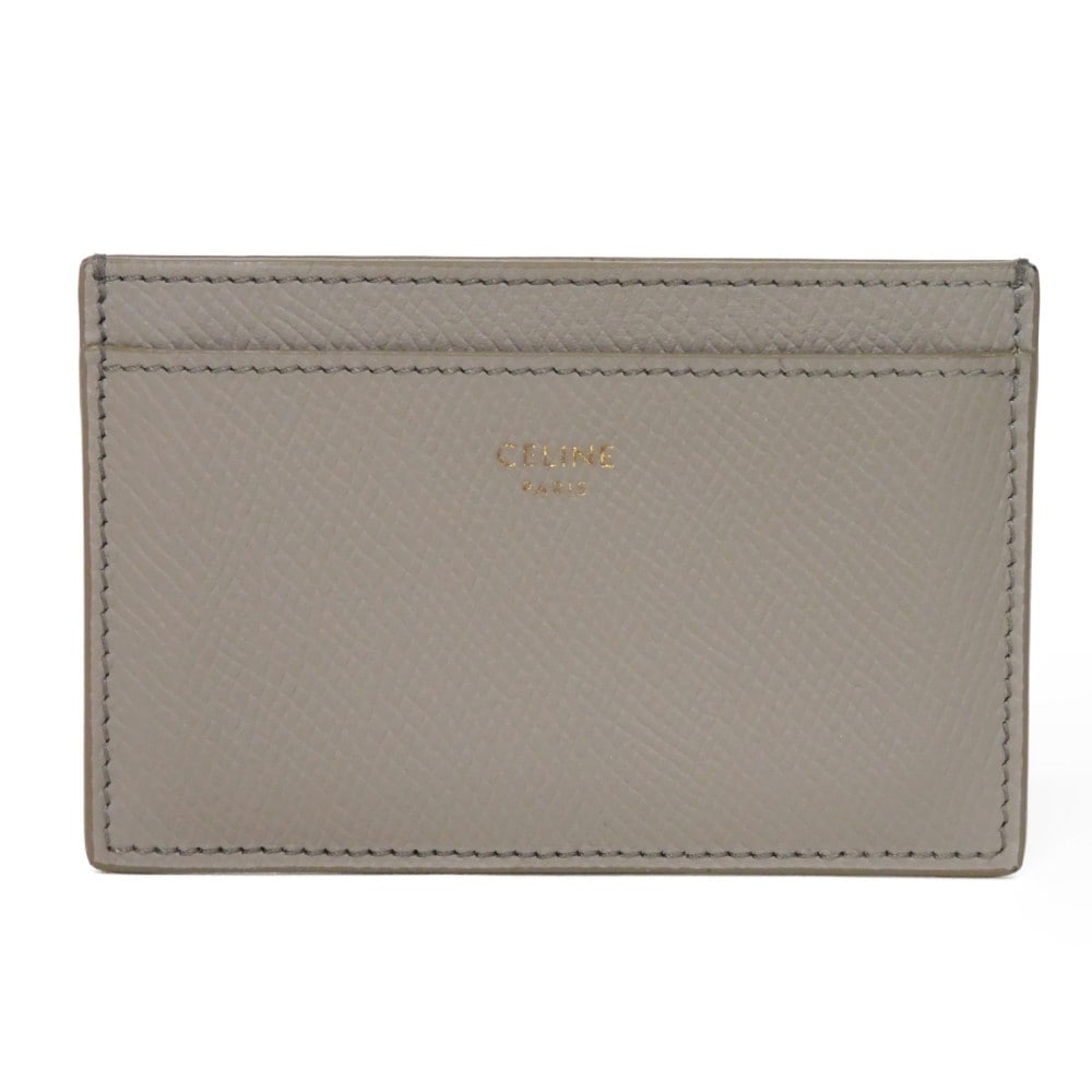 【中古】 カードケース 現行 グレイン カーフ グレージュ 箔押し パスケース 名刺入れ カードホルダー 新ロゴ 10B703BEL.10BL