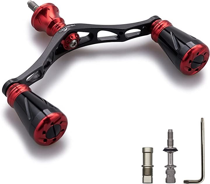 改良 95mm リール ハンドル 4色 シマノ ダイワ 通用 スピニングリール用 70航空アルミ製 レッド＆ブラック 176( レッド(ノブ)＆ブラック(ハンドル))