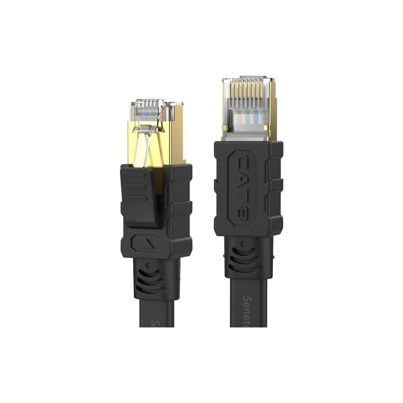 Senetem LANケーブル 30m CAT8 40Gbps/2000MHz カテゴリー8 超高速インターネットケーブル CAT8準拠 フラットケーブル RJ45 ツメ折れ防止 ブラック モデム ル