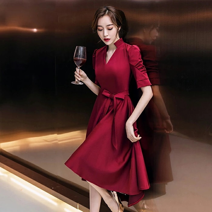 新品は時間限定で買い占めるイブニングドレス パーティードレス カクテルドレス 演奏会用ロングドレス カラードレス 赤 フォーマルドレス 結婚式 二次会 花嫁 aラインドレス 呼ばれ エンパイア 発表会