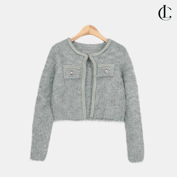 レディース冬毛が抜けにくいファー クロップ ボレロ ヘアリー アンゴラ ショート ニット カーディガン LLEET012