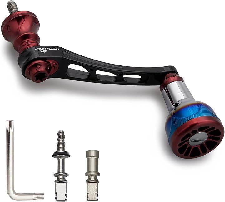 55-60mm可変 リール ハンドル 新型 24.5mm ハンドルノブ 搭載 ダイワ DAIWA シマノ SHIMANO 通用 975( ブラック＆ワインレッド, 55-60mm可変)