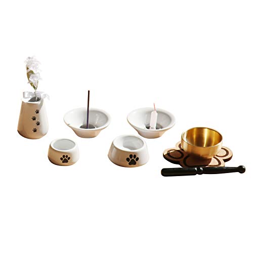 ペット仏具セット 肉球刻印入り 8点セット 肉球おりんセット あしあと (ホワイト) 10,286円