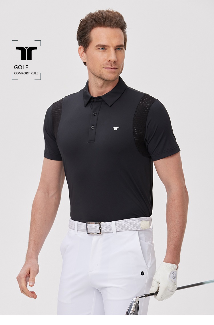 Teetimes ゴルフ 半袖 メンズ 夏通気性 スポーツポロシャツ ゴルフメンズ速乾 Tシャツスリムフィット