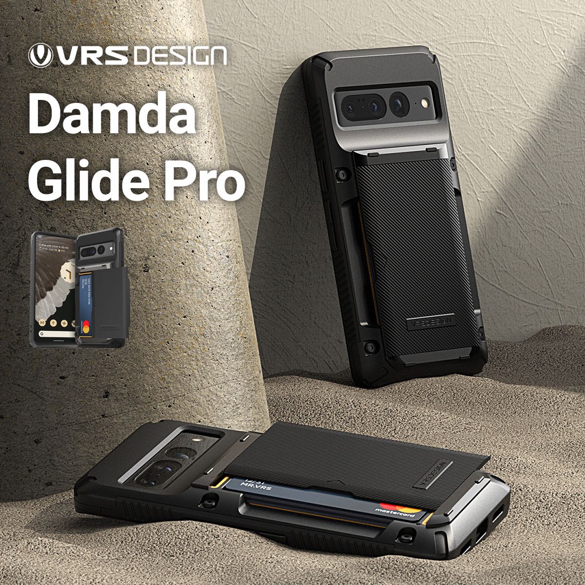 Pixel 7 Pro 対応 耐衝撃 ケース カード 収納 / ストラップホール 付 スマホケース 耐 衝撃 傷 落下 防止 ハード タフ カバー Damda Glide Pro