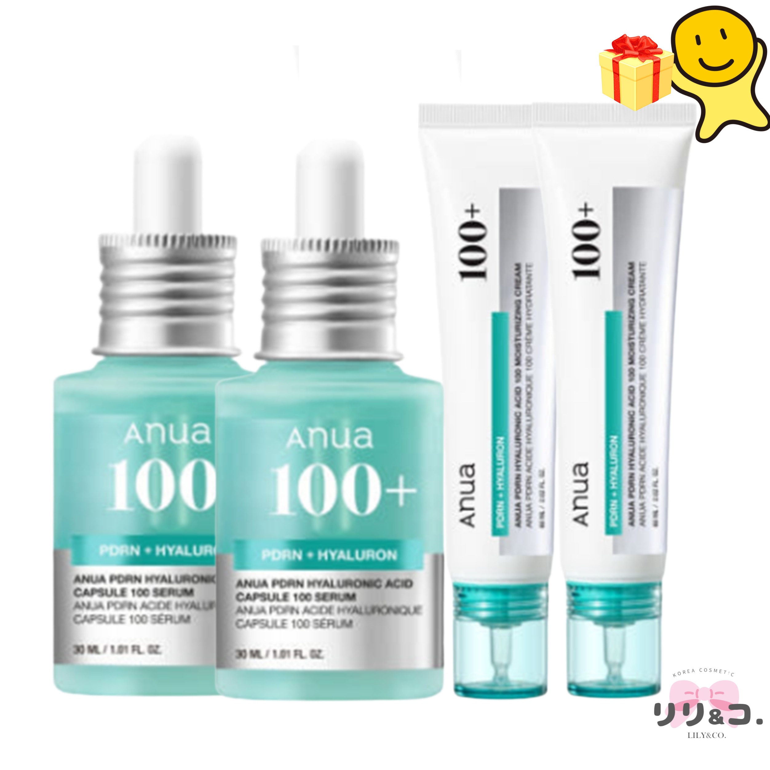 [韓国人気 2+2] PDRN ヒアルロン酸 カプセル100 セラム 30ml+ モイスチャークリーム 60mL (各2個 計4点) 限定セット ほうれい線 しわ たるみ リフトアップクリーム エイ