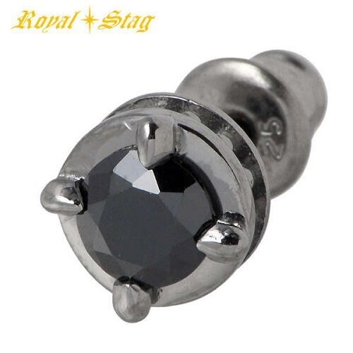 ロイヤルスタッグゼスト Royal Stag CZ シルバー ピアス スタッド 1個売り 片耳用 BK