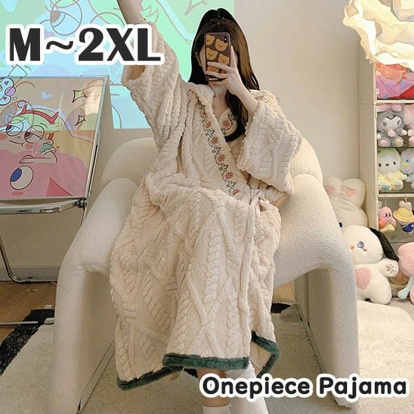 ワンピース パジャマ ルームウェア 春 夏 ネグリジェ フードあり レディース エレガント 長袖 ゆったり ロング丈 大きいサイズ 部屋着 寝巻き 韓国風 きれいめ おしゃれ シンプル 可愛い かわい