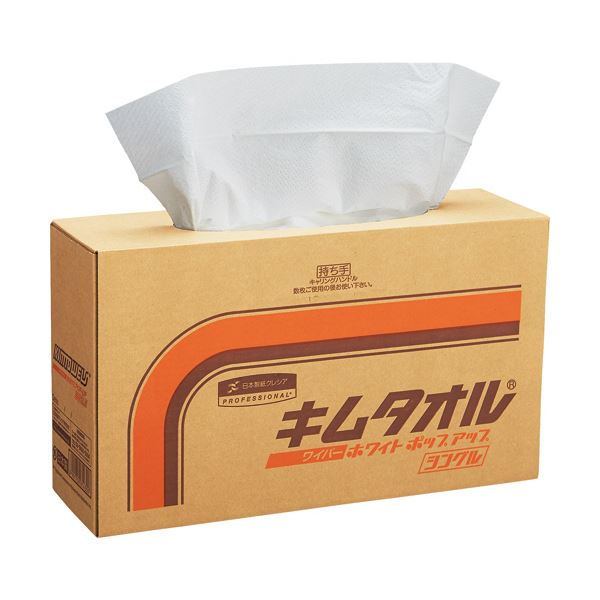 （まとめ）日本製紙クレシア キムタオル ホワイト ポップアップ シングル 61430 1セット（600枚：150枚4箱） 3セット