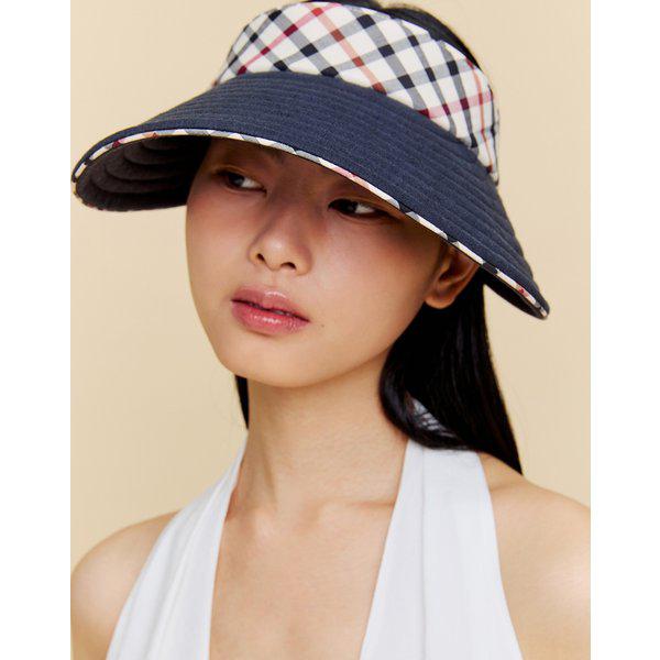 [26SS] [パッカブル][新商品] ネイビーチェック配色パッカブルサンキャップ DCHE6E260N3