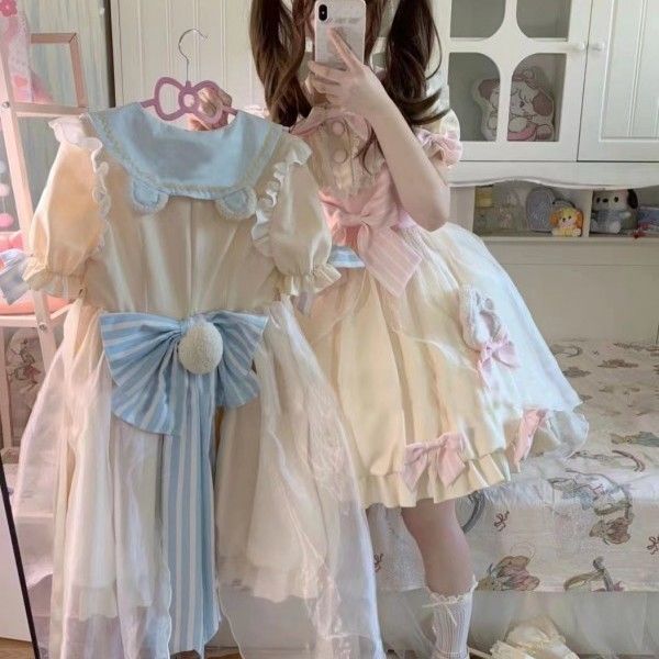 【人気商品】コスプレ【尾行を送る】ベアーの半袖ロリータのつぼみスカートロリータの網糸スカート レディース ドレス 韓国ファッション