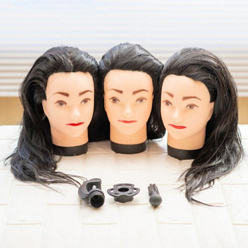 即納可能カット練習用 マネキン 3個セット クランプ付き 編み込み練習用 実技試験用 マネキンヘッド トレーニング 練習 美容院 美容室 理容院 サロン 理髪 ヘア スタイリング カ