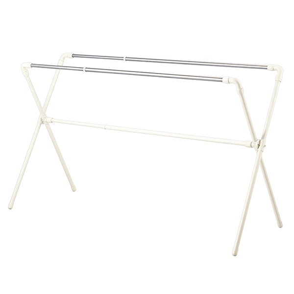 NY-288 ステンレス 布団干し X型 軽くてラクラク 伸縮 幅143～240×奥行75×高さ113cm ライトグレー