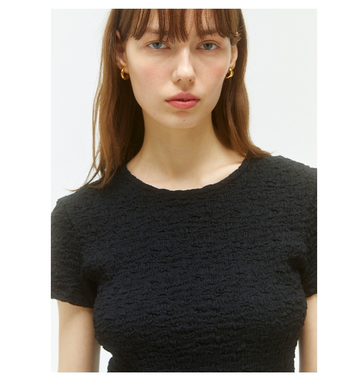 【MARITHEFRANCOISGIRBAUD】W CRINKLE TEE : BLACK