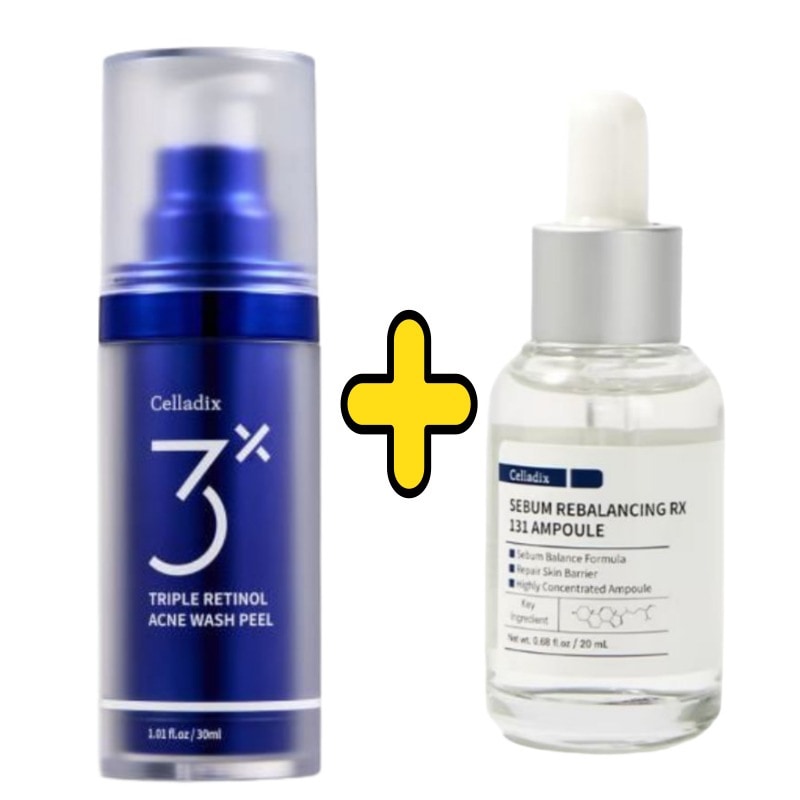 【夏の毛穴×皮脂×跡ケア】トリプルレチノールウォッシュピール30ml＋セバムRX131アンプル20ml角質ケア・テカリ・ニキビ跡・くすみ・韓国話題の低刺激ビタミンA美容液セット