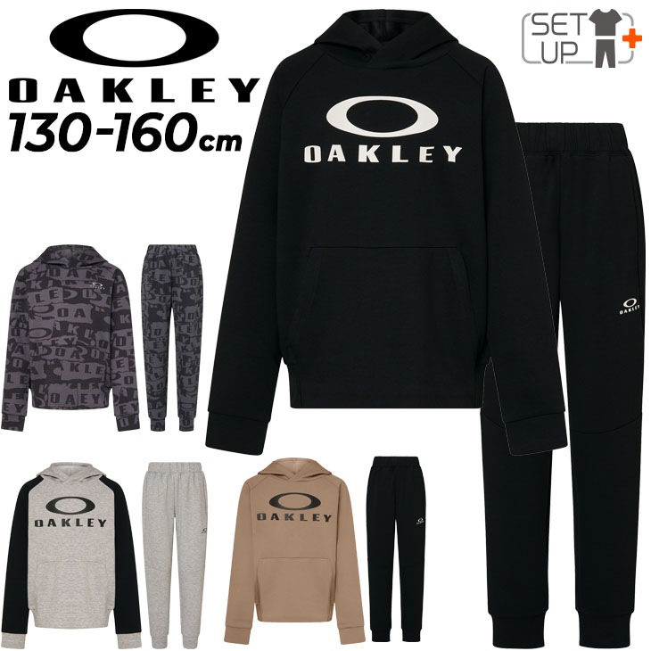オークリー スウェット キッズ 上下 OAKLEY 子ども用 プルオーバーパーカー パンツ セットアップ 130-160cm 子供服 吸汗速乾 UPF50+ スポーツウェア こども スエット 上下組