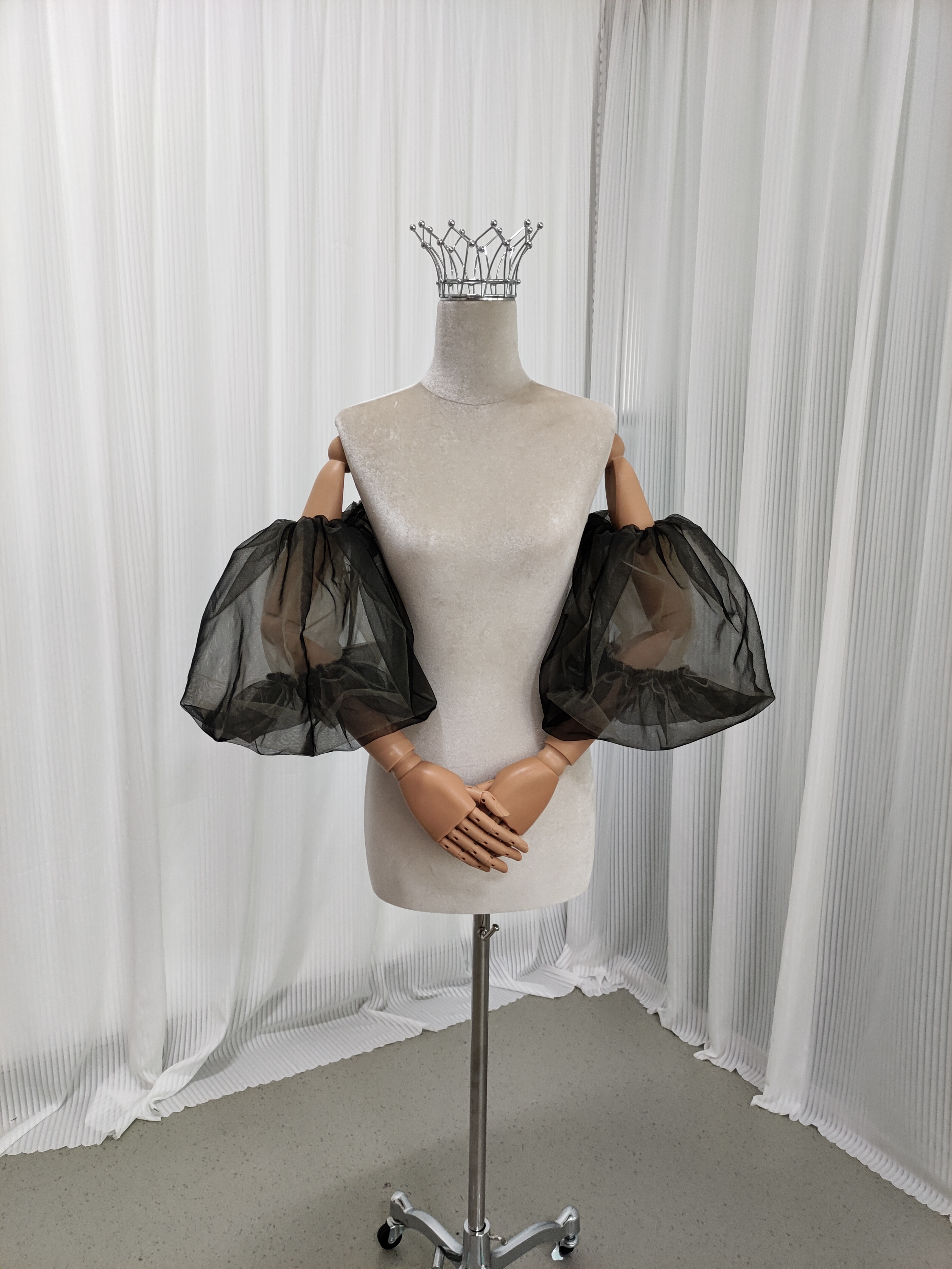 ブラック イエロー パフスリーブ ソフトチュール ストレッチ 結婚式 前撮り 可愛い